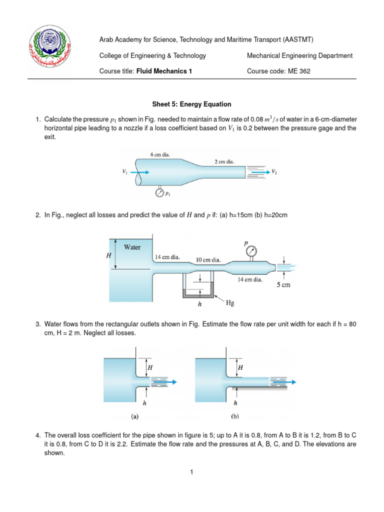 Energy Equation in Fluid Mechanics | PDF | Pressure | Pressure Measurement