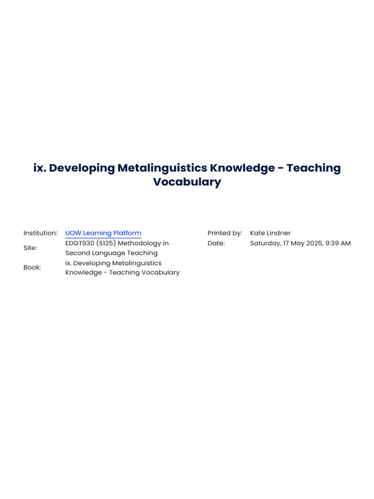 Teaching Vocabulary in L2 Education | PDF | Vocabulary | Learning