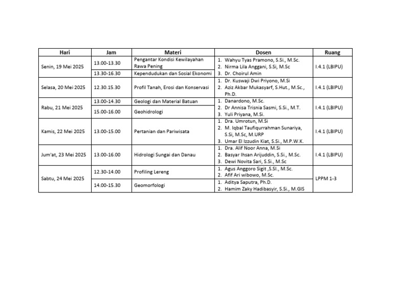 Jadwal Pembekalan KKL 2 | PDF