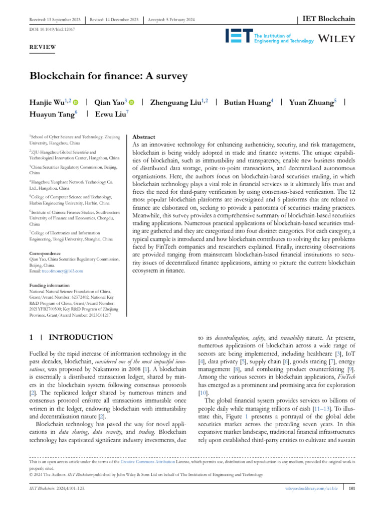 Blockchain For Finance A Survey | PDF | Key (Cryptography) | Public Key ...