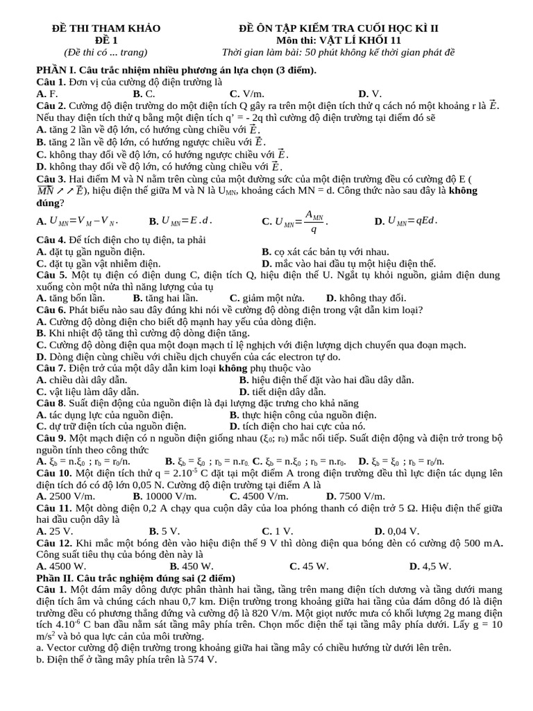 Bo 6 de Kiem Tra CK2 Ly 11 Form 2025 CV7991 | PDF
