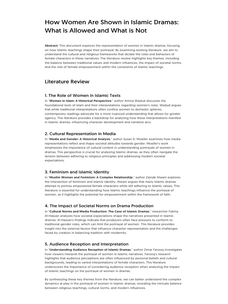Women's Portrayal in Islamic Dramas | PDF | Feminism | Gender Studies