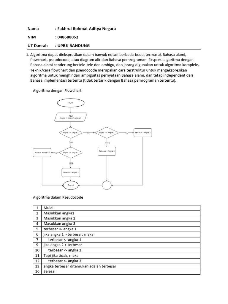 Perbandingan Flowchart dan Pseudocode | PDF