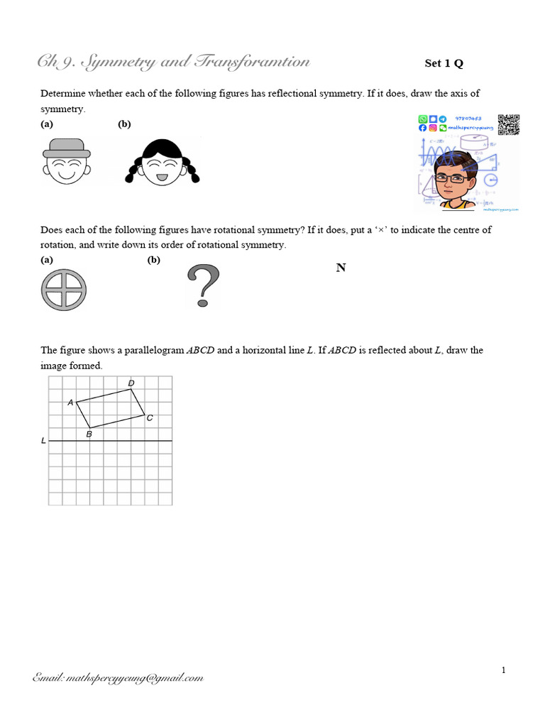 s1 ch9 Symmetry and Transformation Q | PDF | Shape | Cartesian ...