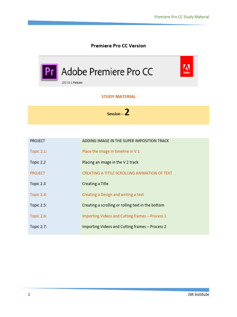 Premiere Pro Session 2 | PDF | Computing | Software