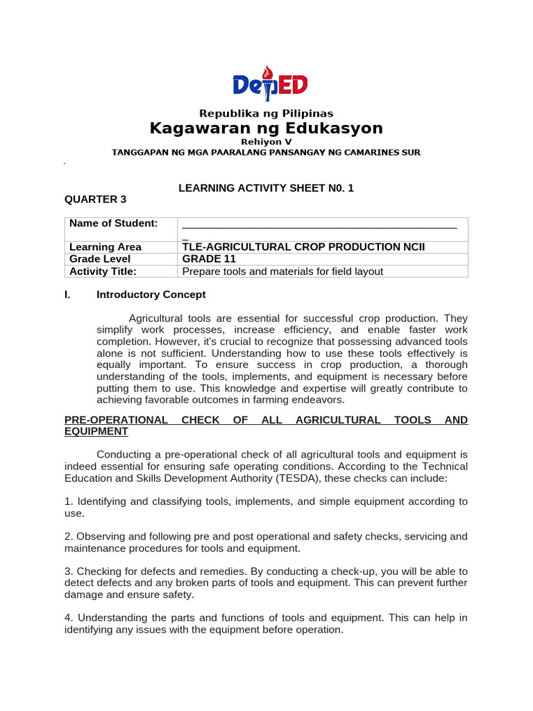 Preparing Tools for Field Layout | PDF | Agriculture