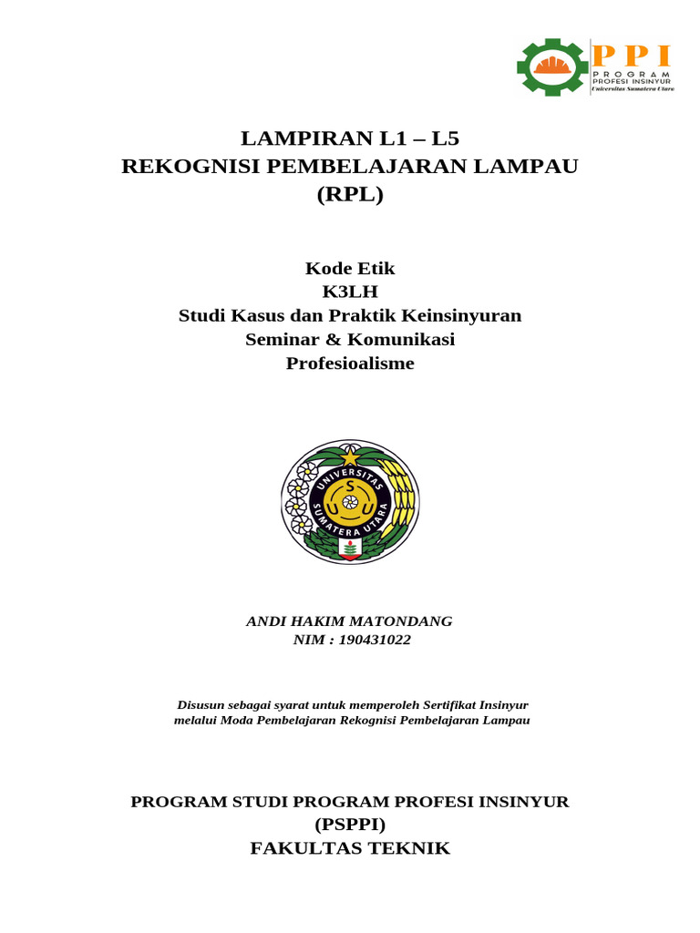 Cover RPL Sertifikat Insinyur | PDF