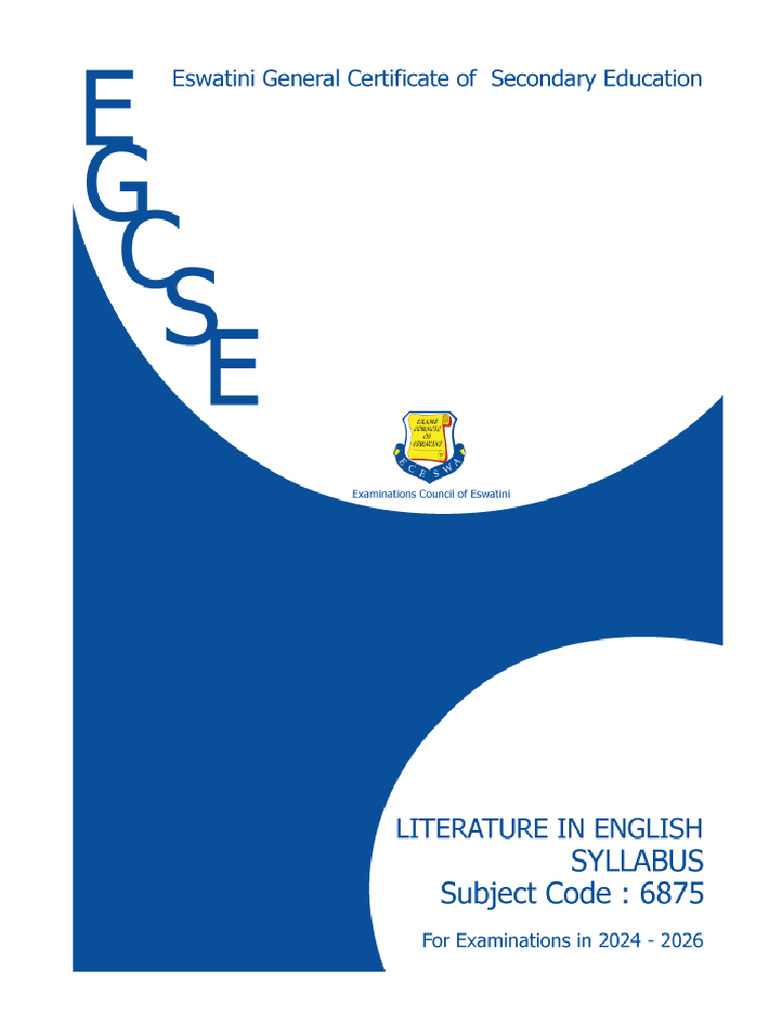 EGCSE Literature in English 20242026 Syllabus PDF Curriculum