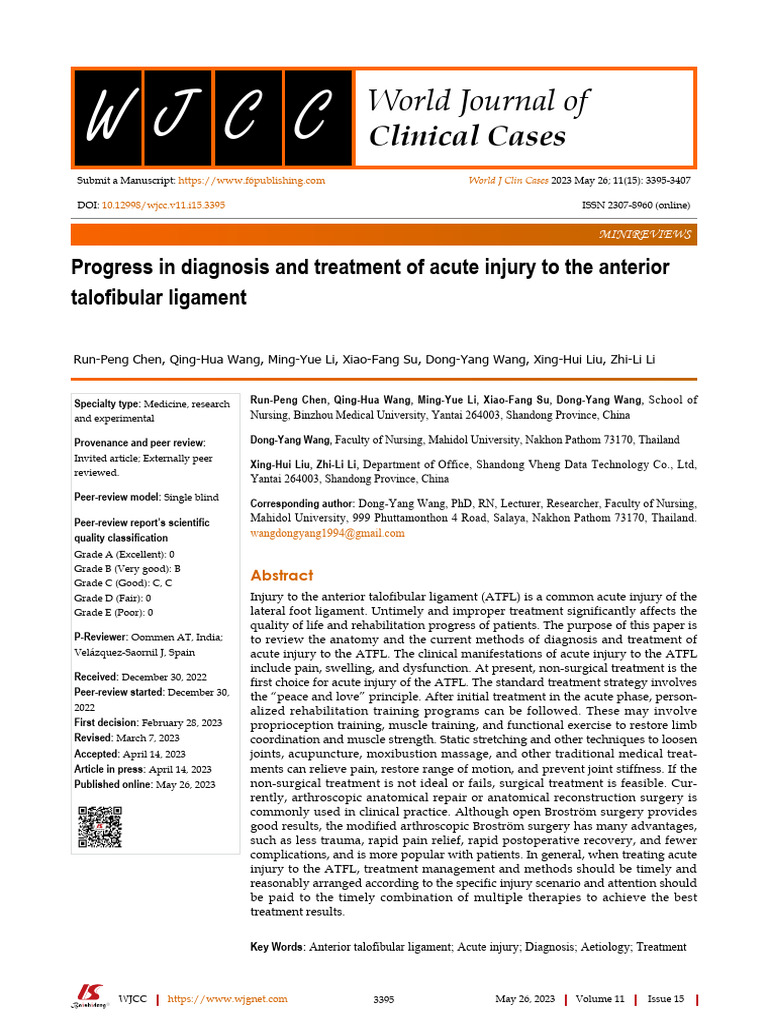 Acute Anterior Talofibular Ligament Injury | PDF | Ankle | Medical Imaging