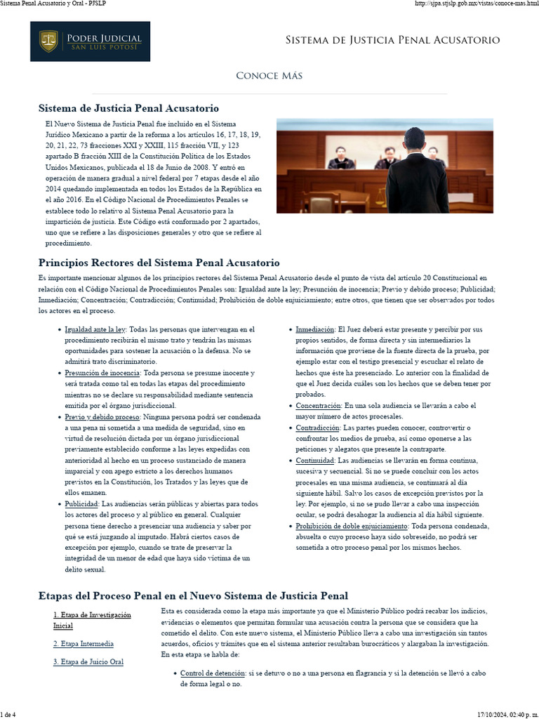 Sistema Penal Acusatorio y Oral - PJSLP | PDF | Debido al proceso | Queja