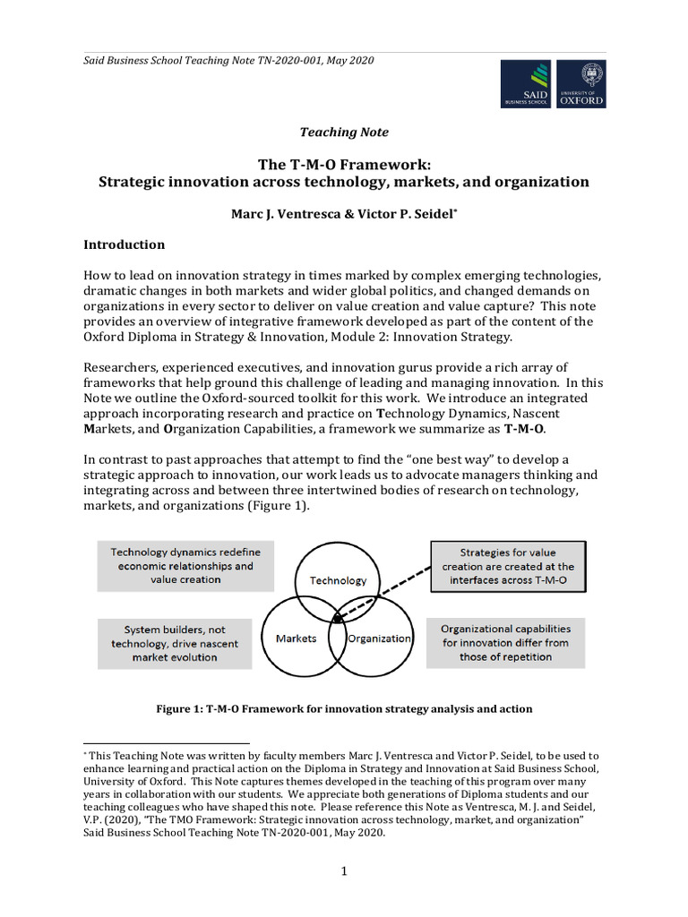 Ventresca&Seidel+ (2020) +TMO+Teaching+Note+ +rev02 | PDF | Innovation ...