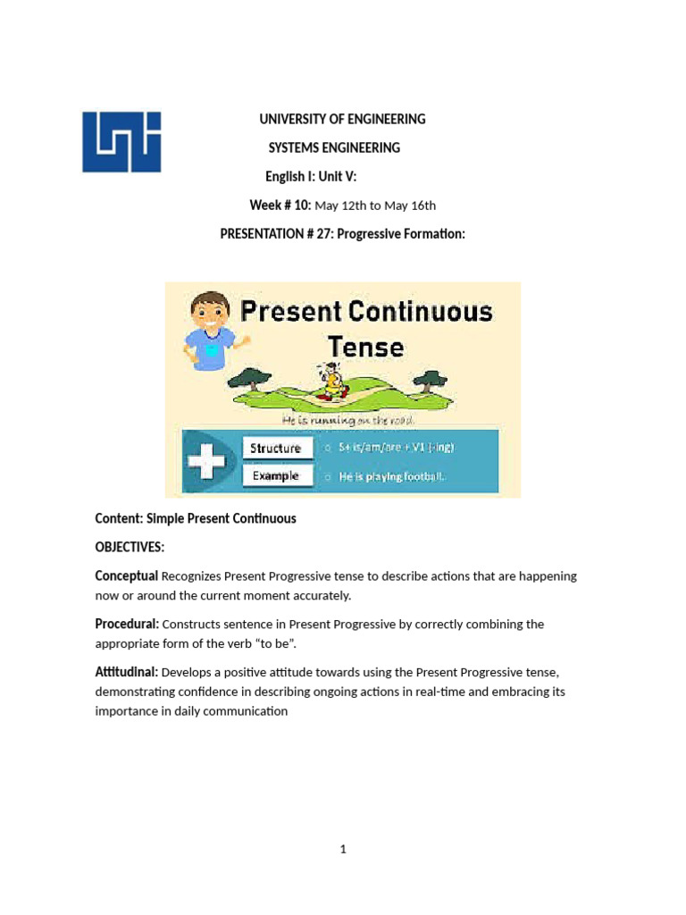 Present Progressive Tense Explained | PDF | Verb | Grammatical Conjugation