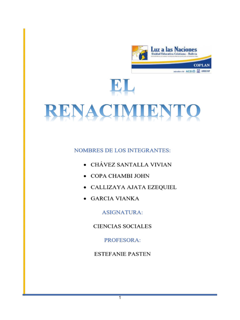Historia y características del Renacimiento | PDF | Renacimiento ...