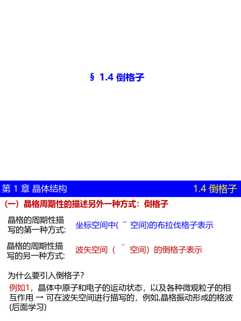固体物理：1.4 倒格子 | PDF