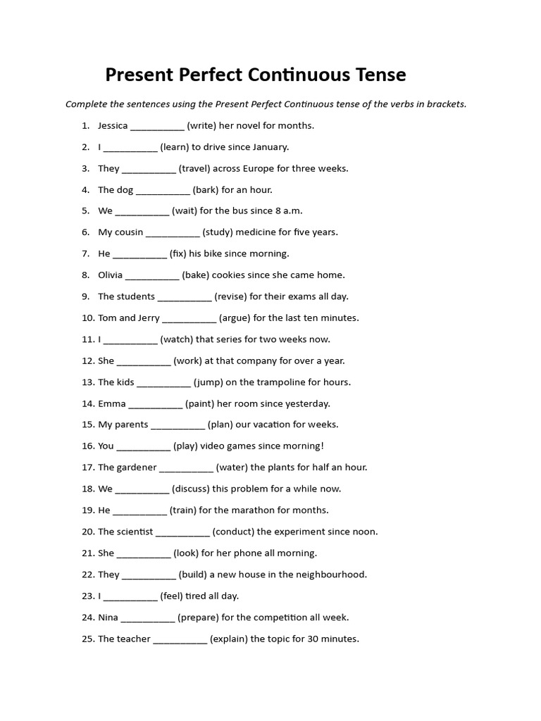 Present Perfect Continuous Tense | PDF | Grammar | Linguistics