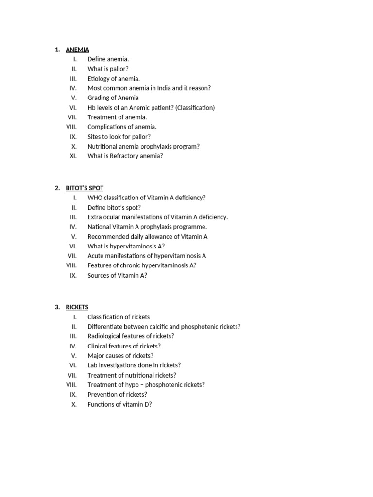 Paediatrics - Spotter Questions. | PDF | Anemia | Down Syndrome