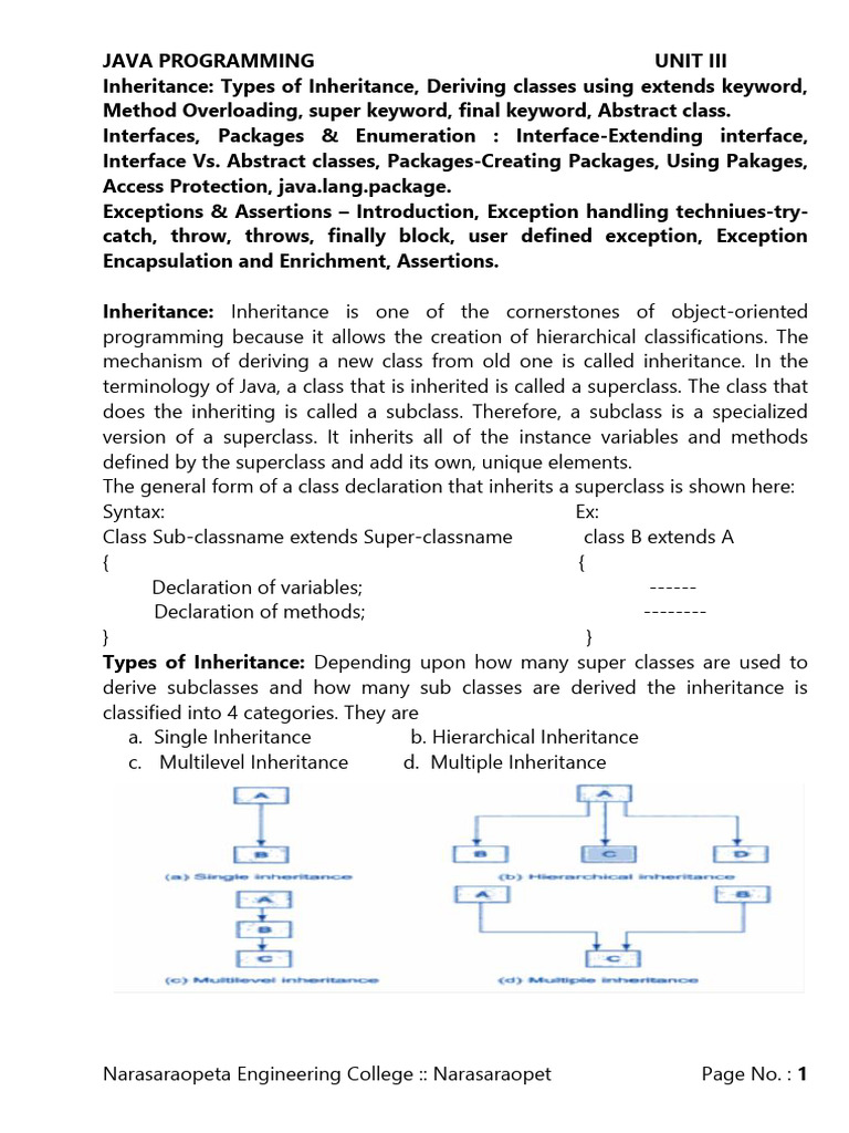 Understanding Java Inheritance Types | PDF | Inheritance (Object ...