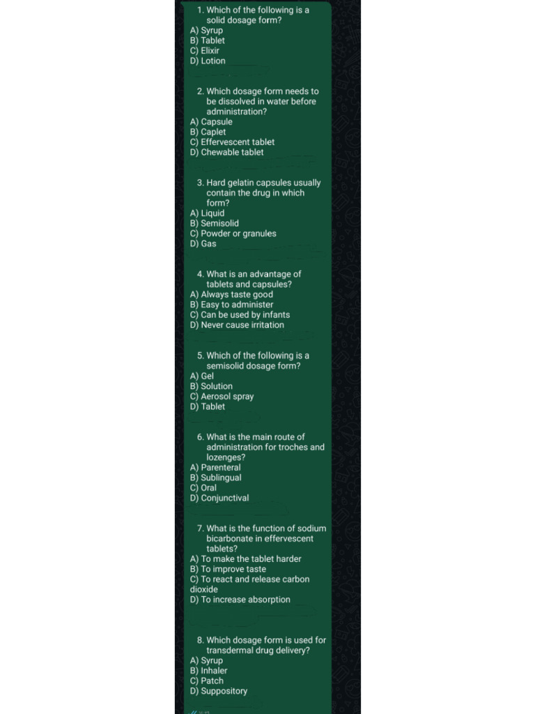 Pharma Lecture 1 Questions | PDF