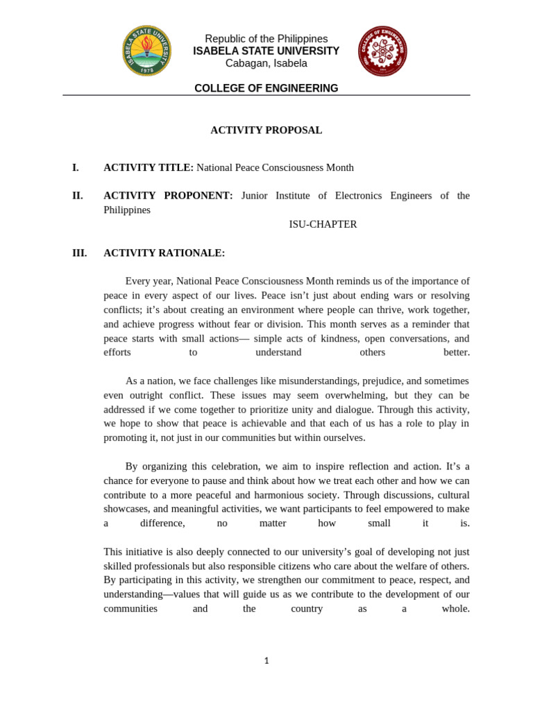 National Peace Consciousness Month Proposal | PDF | Peace