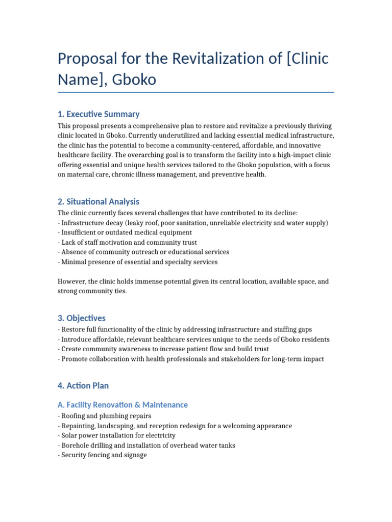 Revitalizing Gboko Clinic: A Healthcare Proposal | PDF | Health ...