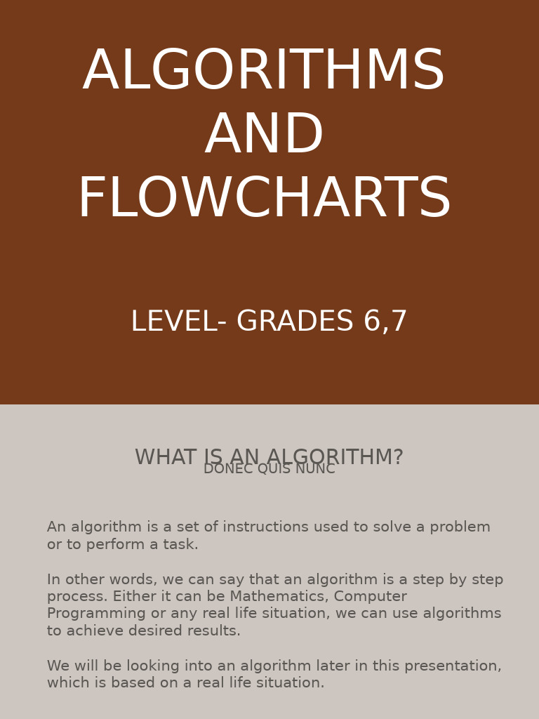 Algorithms AND Flowcharts: Level-Grades 6,7 | PDF