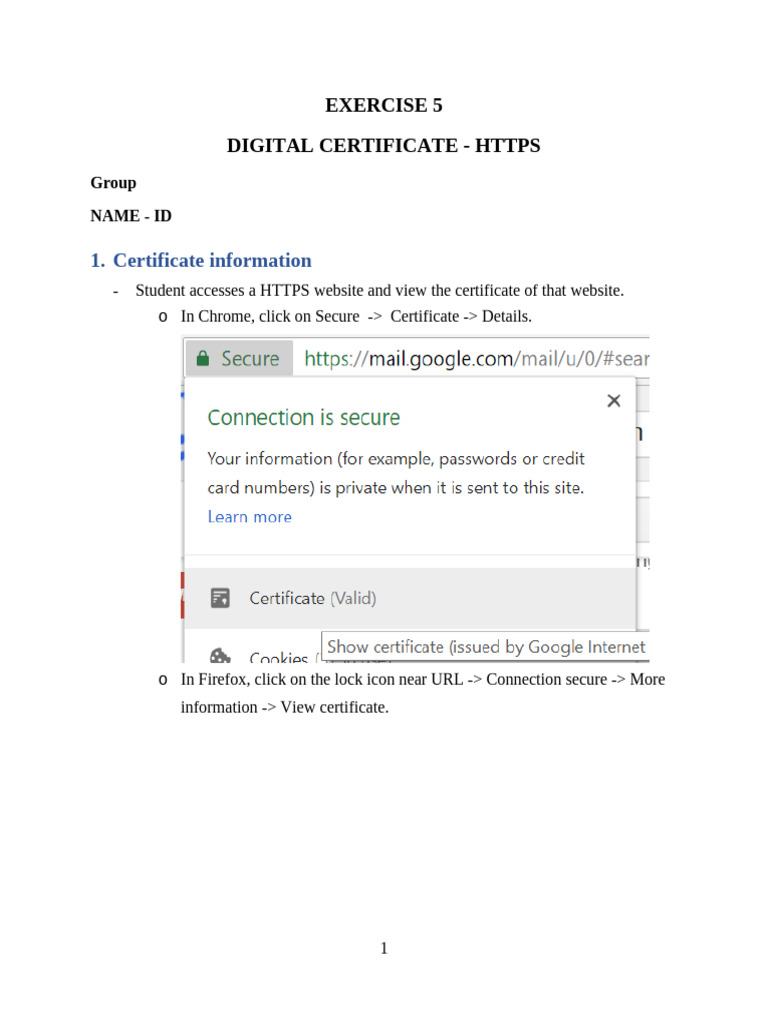 Ex5 - Digital Certificate - HTTPS | PDF | Public Key Certificate ...
