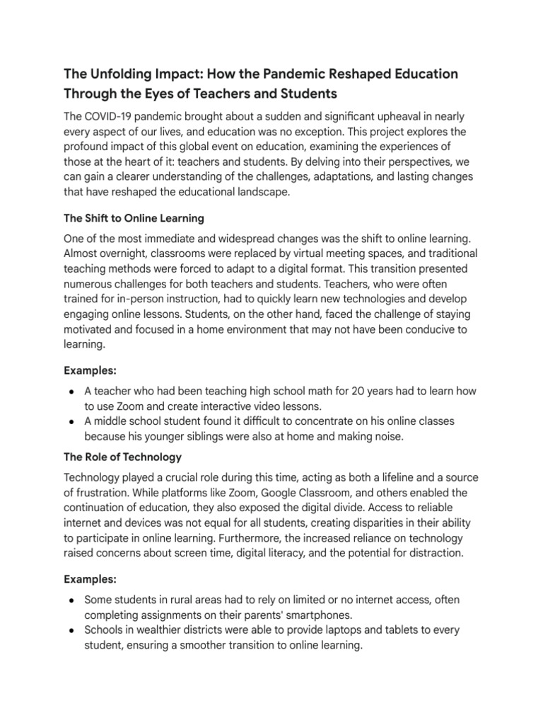 The Impact of The Pandemic On Education | PDF | Educational Technology ...