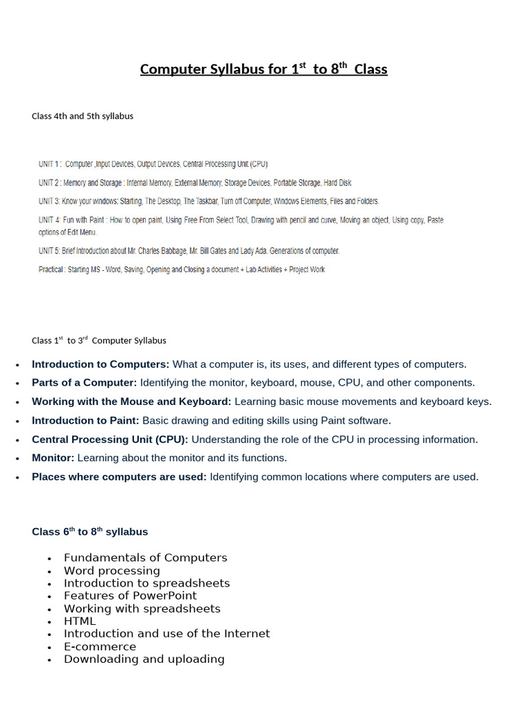 Class 4th and 5th Syllabus | PDF
