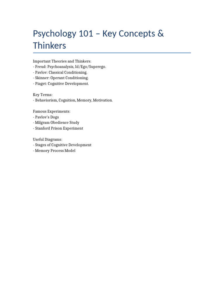 Psychology 101 Class Notes | PDF