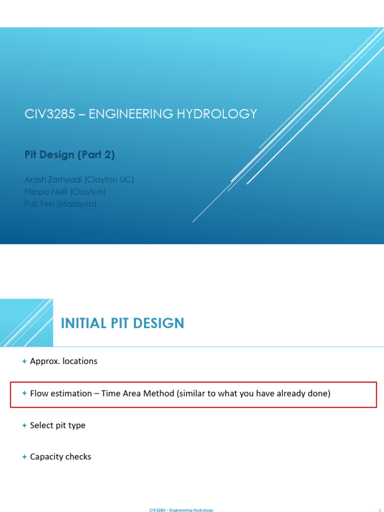 Pit Design in Engineering Hydrology | PDF | Earth Sciences | Hydrology