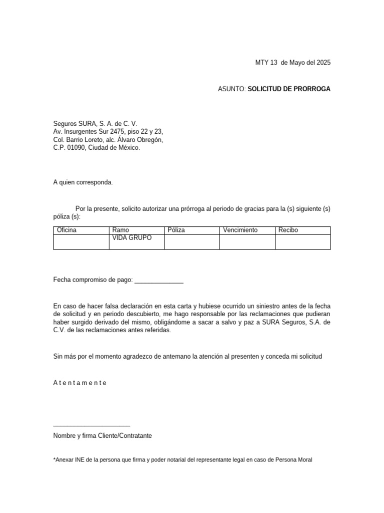 Carta Prorroga | PDF