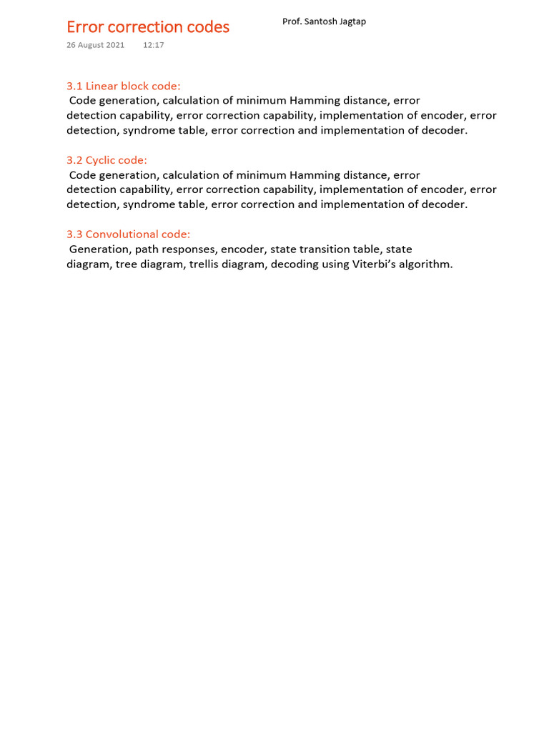 Module 3.error Correction Codes | PDF | Notation | Algorithms
