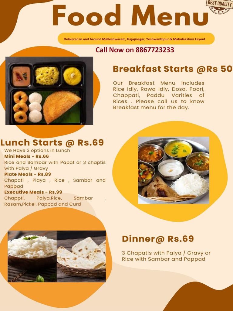 Brhamin Food Delivery Food Menu | PDF