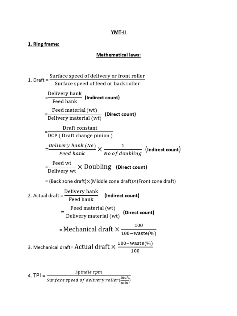 Ring Frame Production Calculations | PDF