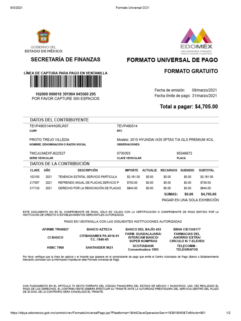 FORMATO DE PAGO | PDF | Finanzas personales | Bancos