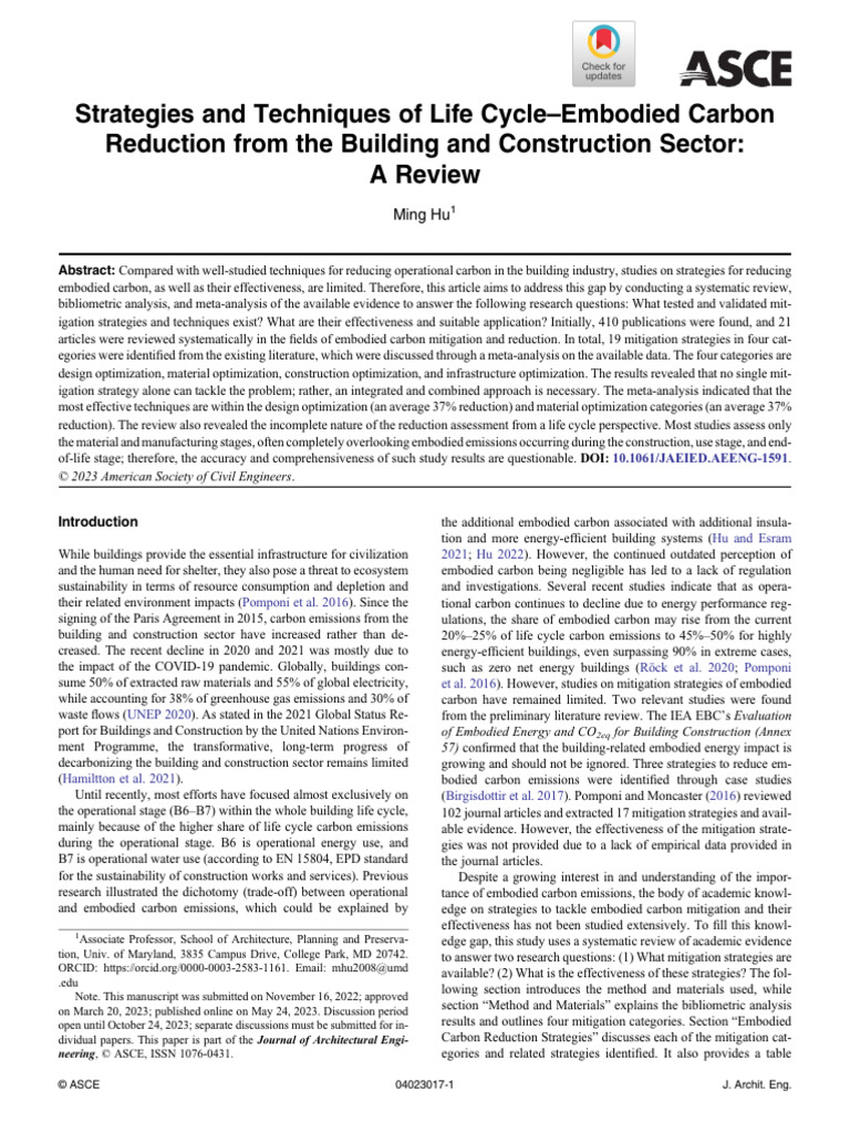 Hu Strategies and Techniques of Life Cycle Embodied Carbon Reduction ...