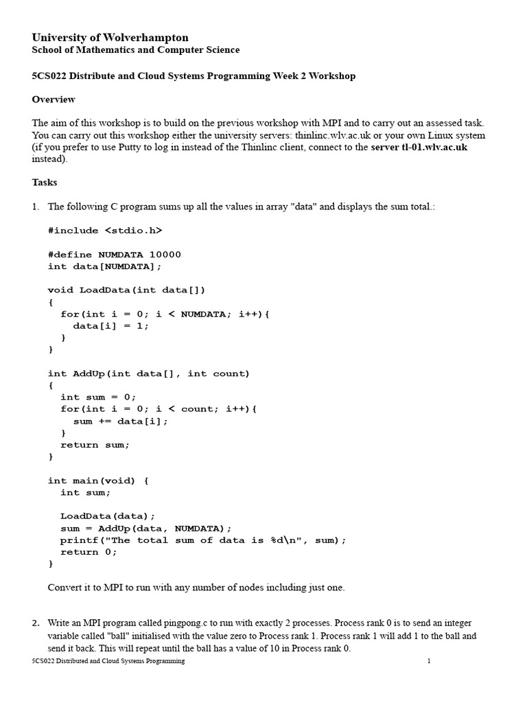 MPI Programming Workshop Tasks | PDF | Information Technology ...