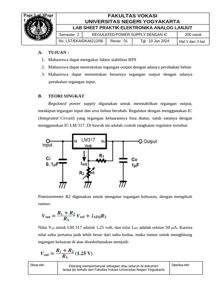 Rangkaian RPS dengan IC LM317 | PDF