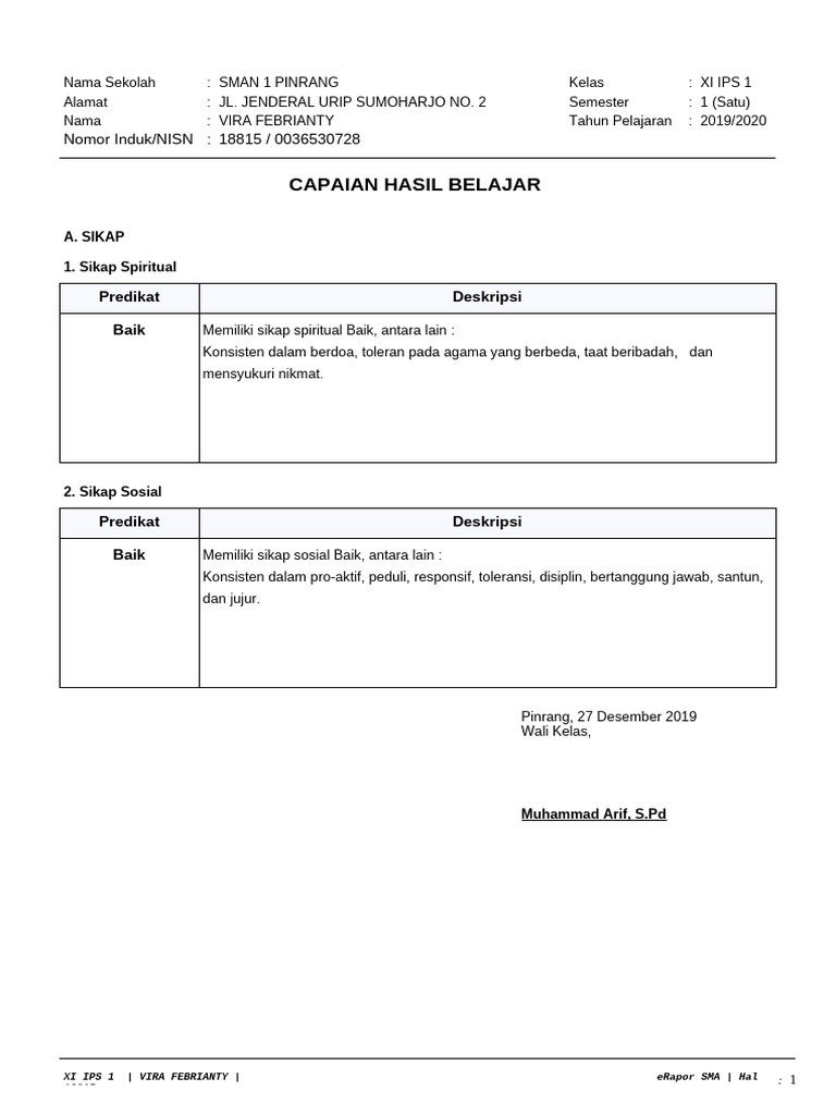 CONTOH RAPOR FIX | PDF