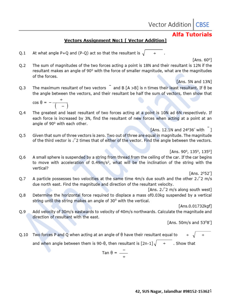 Vectors DPP 3 | PDF | Force | Euclidean Vector