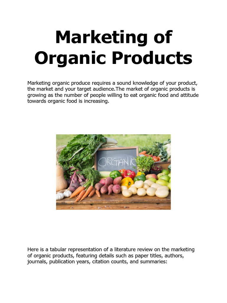 Marketing Strategies for Organic Products | PDF | Marketing | Behavior