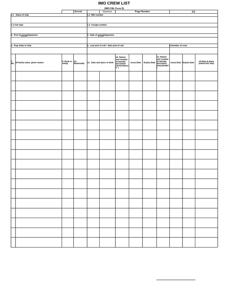 Crew List Blank | PDF