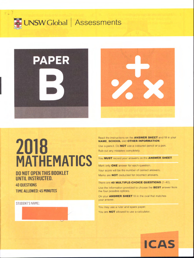 2018 ICAS Mathematics Paper B | PDF