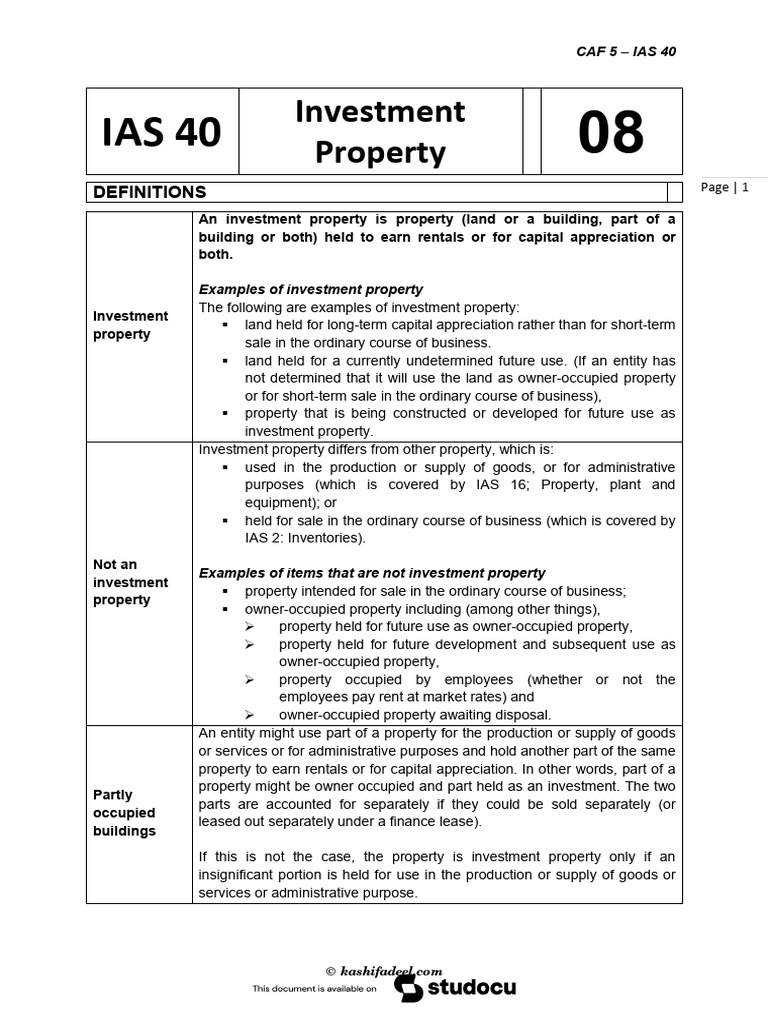IAS 40: Investment Property Overview | PDF | Fair Value | Depreciation