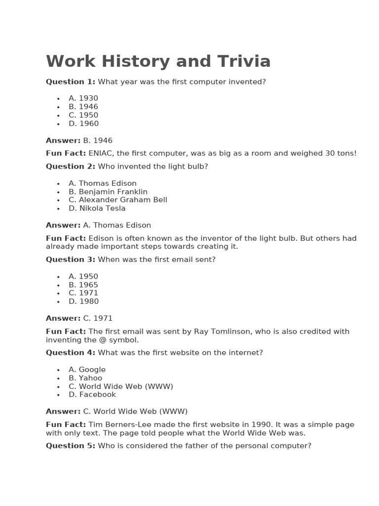 Fun Work Trivia and Productivity Tips | PDF | Time Management ...