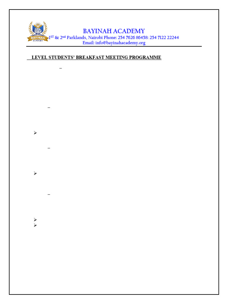 Breakfast Programme Meeting With A Level Students - 250515 - 172846 | PDF