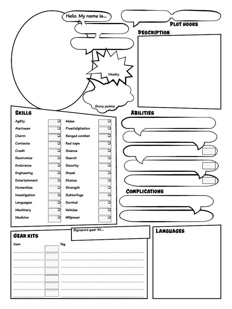 Comics Style Character Sheet | PDF