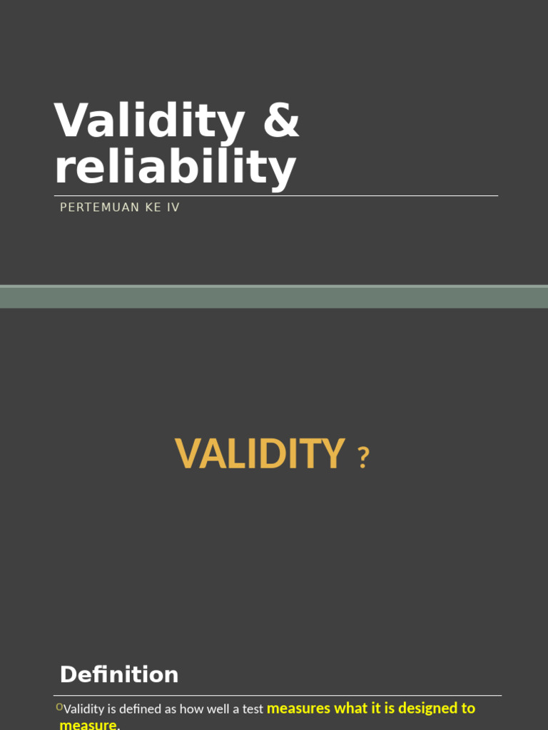 4 Validity & Reliability | PDF | Validity (Statistics) | Social Research
