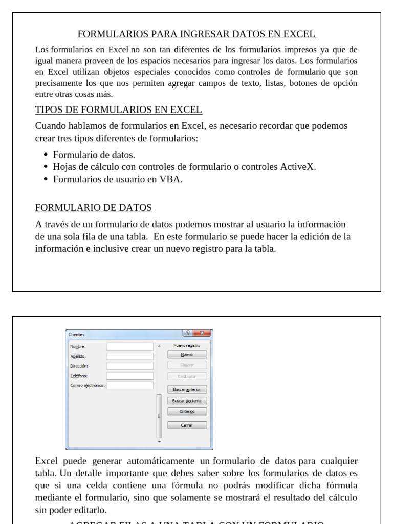Formulario Excel para Ingreso de Datos | PDF | Microsoft Excel ...