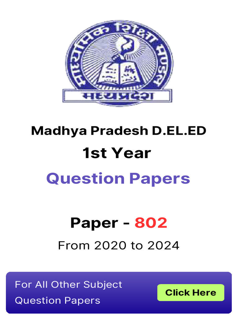 MP D.EL.ED 1st Year Question Papers | PDF